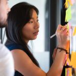 Young business women being career forward