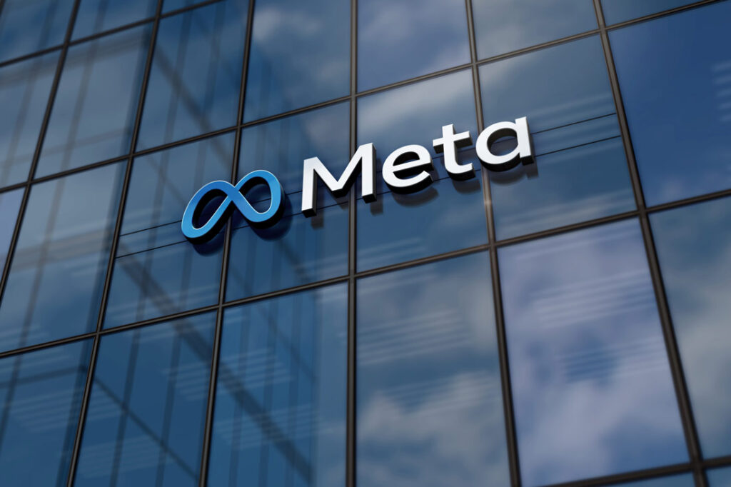 Meta logo on glass building
