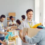 Volunteers work for a nonprofit organization