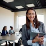 a smiling businesswoman